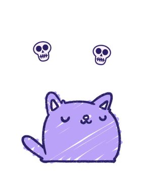 Kedi Tebeşiri Çiziminin dönen kafatası animasyonu