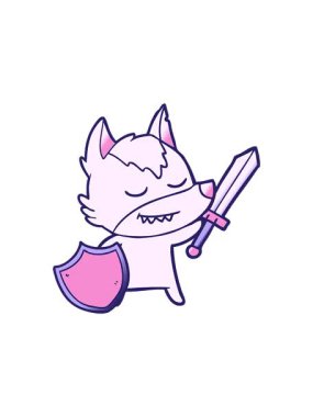 Dost canlısı kurt tasarımının dönen hareketli animasyonu