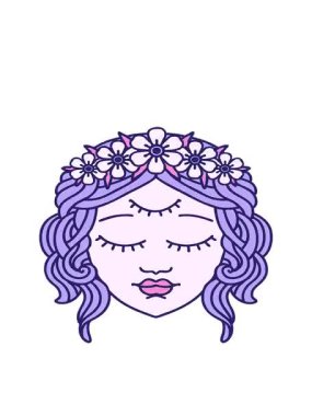 Dövme stilinde hareketli animasyon. Üçüncü gözlü kadın yüzü.