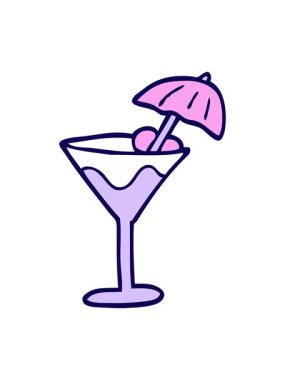 Çizgi film karalama kokteylinin neon ışık efekti animasyonu