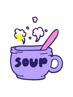 Parıldayan yıldızlar çizgi filmdeki sıcak çorba karalamalarının animasyonunu etkiler.