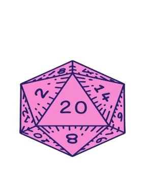 Retro Dövme Biçiminin hareketli animasyonu Doğal 20 D20 zar atışıdır