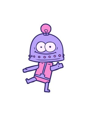 Ampullü mutlu çizgi film robotunun ışık efekti