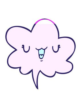 power up animation of cute happy cartoon face with speech bubble