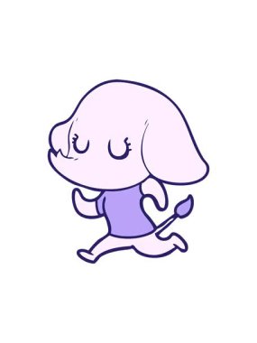 Tatlı bir fil çizgi filminin dönen hareketli animasyonu