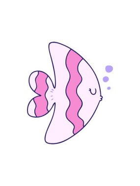 Elle çizilen tuhaf çizgi film balığının hareketli animasyonu