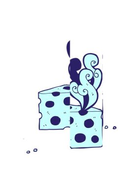 Çizgi film kokulu peynirin bölünen hareketi.