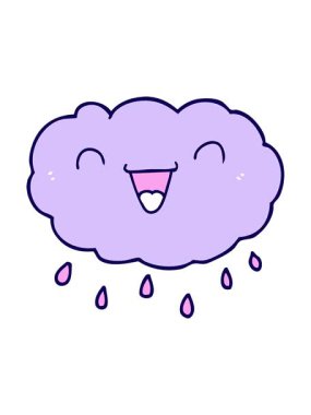 Mutlu çizgi film bulutunun neon ışık efekti animasyonu