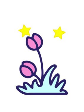 dönen yıldızlar sevimli lale çiçeği dizaynının animasyonu