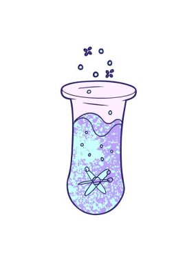 Karikatür köpüren test tüpünün titreşimli hareketi