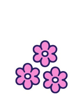 Bir çiçeğin çizgi film elementinin yükselişi ve yüzüşü