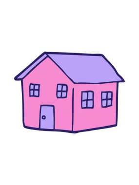 karikatür karalama geleneksel evin animasyonunu renklendir