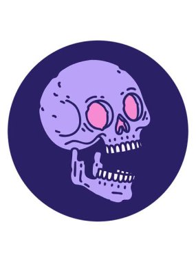 Bir kafatasının ikonik dövme şeklindeki görüntüsünün titreşimli animasyonu