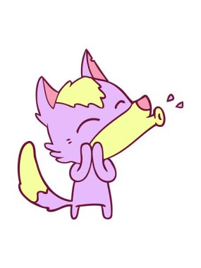 Parlak renkli tilki çizgi film karakterinin basınçlı animasyonu