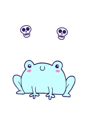 Bir kurbağanın resimlerinin dönen kafatası animasyonu