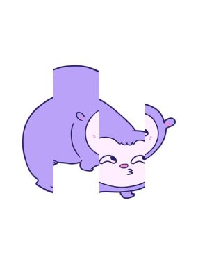 Bir wombat karikatürünün bölünmüş hareket animasyonu