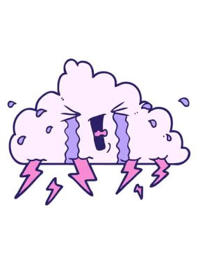 Karikatür gökgürültüsü bulutunun titreyen hareketi