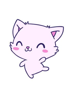 Şirin kawaii kedisinin çizgi film çiziminin titreşimli animasyonu