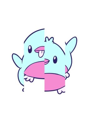 Noel pengueninin tatlı çizgi filminin bölünmüş hareket animasyonu