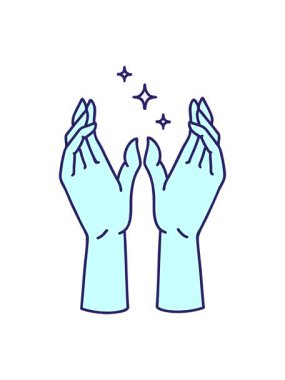 Işıltılı ışık efektleri, mistik ellerin ikonik dövme tarzı görüntülerinin canlandırması