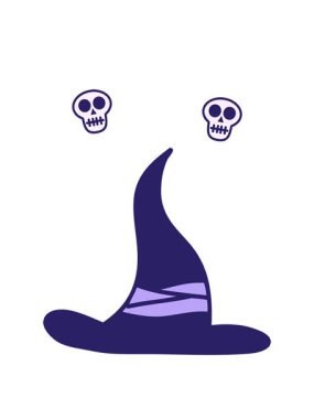 Ürkütücü bir cadı şapkası tasarımının çizgi filminin dönen kafatası animasyonu