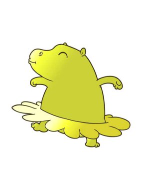 Çizgi film hipopotam balerinin renk animasyonu değişiyor