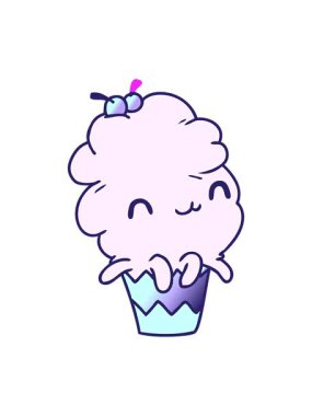 Gradyan çizgi film illüstrasyonu kawaii ahtapot kekinin animasyonunu aç.