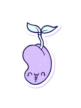 Şirin bir çizgi film tohumunun filizlenmesinin neon ışık efekti canlandırması