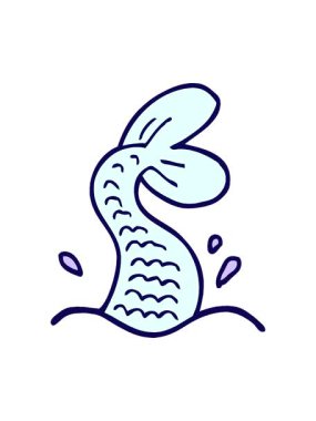 Çizgi roman tarzı deniz kızı kuyruğunun neon ışık efekti animasyonu