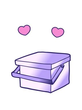 Kabzalı karikatür küvetinin dönen kalpleri.