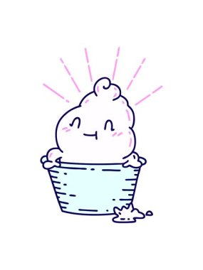 Dondurma çizgi film karakterinin neon ışık efekti animasyonu