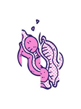 Kabuktaki karikatür karikatürlerinin bölünen hareketi.