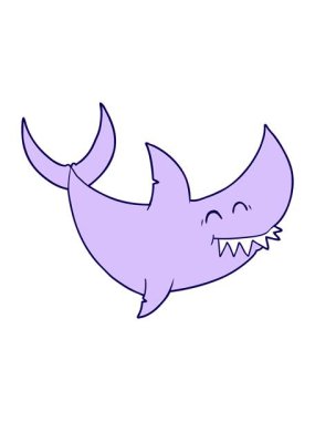 Garip çizgi film köpekbalığının neon ışık efekti animasyonu