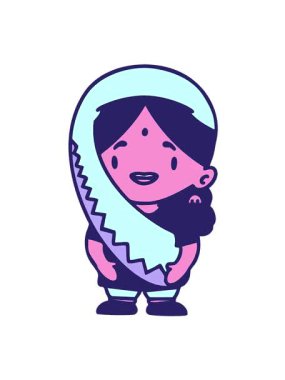 Geleneksel kıyafet tasarımlı Hintli kadının titreşimli animasyonu