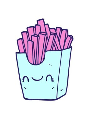 Kutudaki çizgi film kızartmalarının canlandırma efektini göster