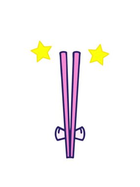 Geleneksel Japon yemek çubuklarının dönen yıldız animasyonu