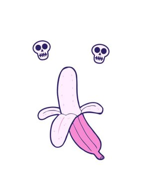 karikatür soyulmuş muzun kafatası animasyonu