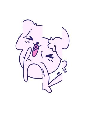 Tatlı bir kawaii köpeği çizgi filminin bölünmüş hareket animasyonu.