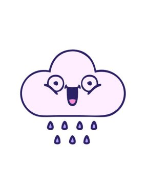 Bir yağmur bulutunun tatlı çizgi filminin basınçlı animasyonu