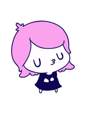 Çizgi film çizimi Kawaii kızının neon ışık efekti animasyonu