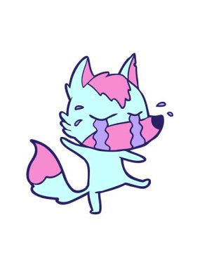 Küçük üzgün tilki çizgi film karakterinin titreşimli hareketi