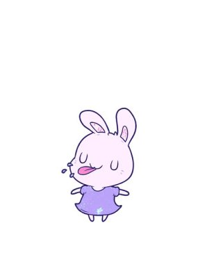 Ahududu üfleyen sevimli çizgi film tavşanının zıplama animasyonu