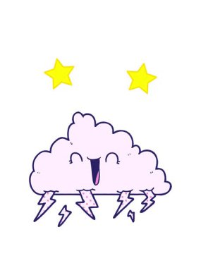 dönen yıldızlar bir gök gürültüsü bulutunun çizgi filminin animasyonu