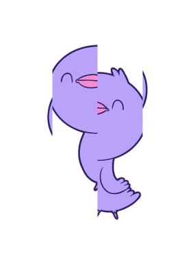 Bir kuşun el çiziminin bölünen hareketi animasyonu