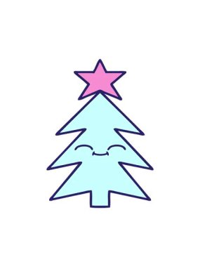 Noel ağacının sevimli çizgi filminin dönen hareketli animasyonu