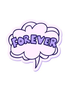 Karikatür kelimesinin titreşimli hareketli animasyonu sonsuza dek konuşma kabarcığı yapıştırmasıyla