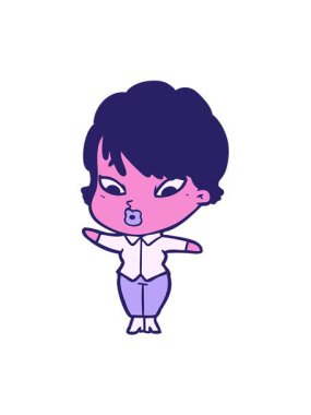 Çizgi film kadınının neon paletinin hareketli animasyonu