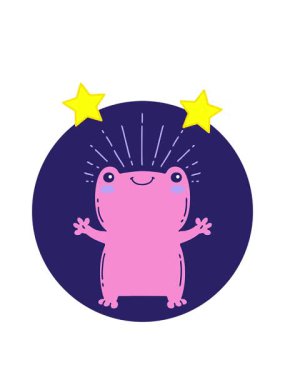 dönen yıldızlar dövme stili mutlu kurbağa animasyonu