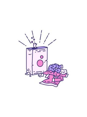 Geleneksel dövme stili deterjan ve giysi yığınının radyoaktif ışıltılı canlandırması