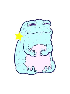 Parlayan yıldızlar çizgi film karakurbağasının animasyonunu etkiler.